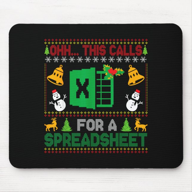 Mousepad Oh This Calls For A Spreadsheet Funny Ugly Christm (Frente)