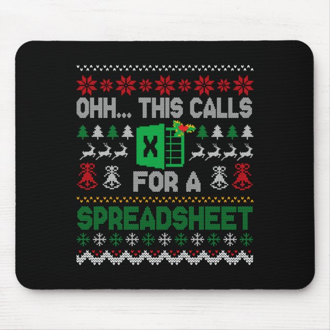 Mousepad Oh This Calls For A Spreadsheet Ugly Christmas Swe (Frente)