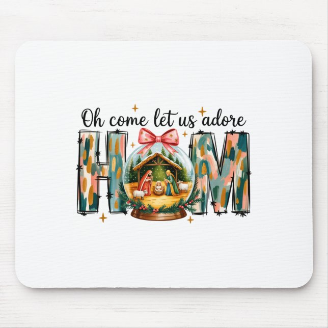 Mousepad Oh Venha Adoremos-Lhe Cena de Natal  (Frente)
