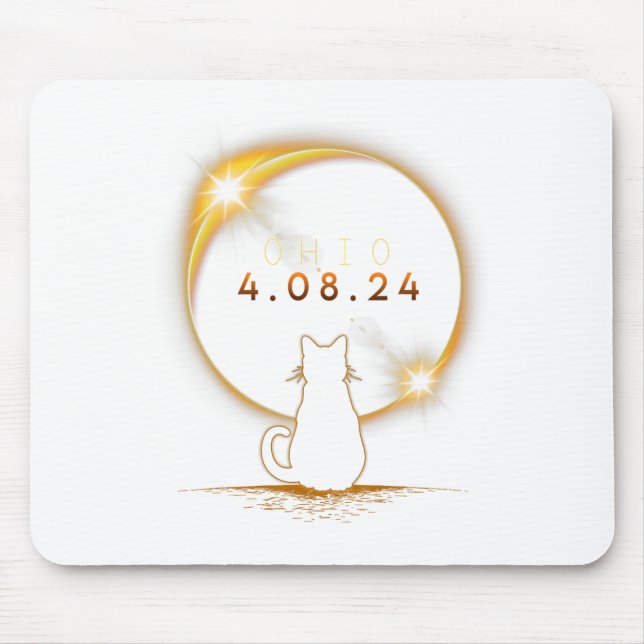 Mousepad Ohio Total Solar Eclipse 2024 Cat Solar Eclipse 1 (Frente)