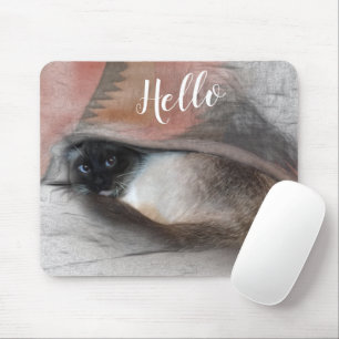 Mousepad Olá Adorável Peeking Blue Eyed Siamese Kitten