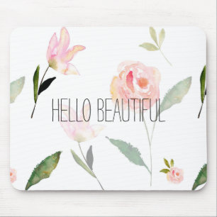 Mousepad Olá! aguarela bonita floral