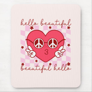 Mousepad Olá Belo Coração Rosa