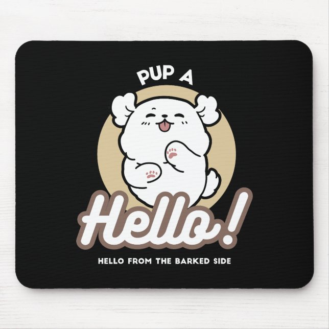 Mousepad Olá do Lado Barrado - Design de Cachorro Bonito (Frente)