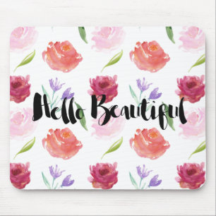Mousepad Olá! floral da aguarela dos rosas bonito