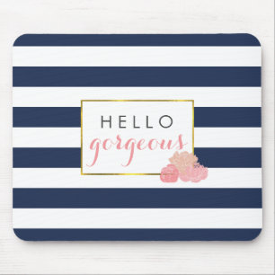 Mousepad Olá, Gorgeous Marinho Stripe & Blush Peony