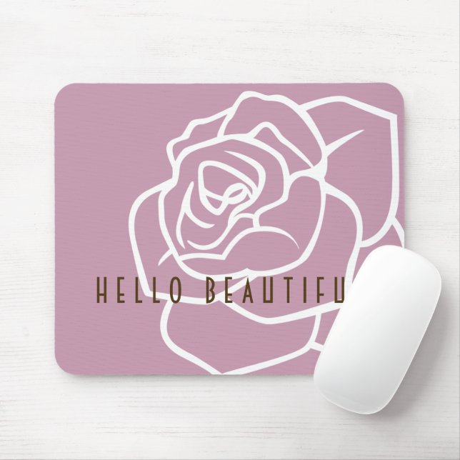 Mousepad Olá Linda - Rosa Rosa Rosa Rosa Quadrada Moderna (Com mouse)