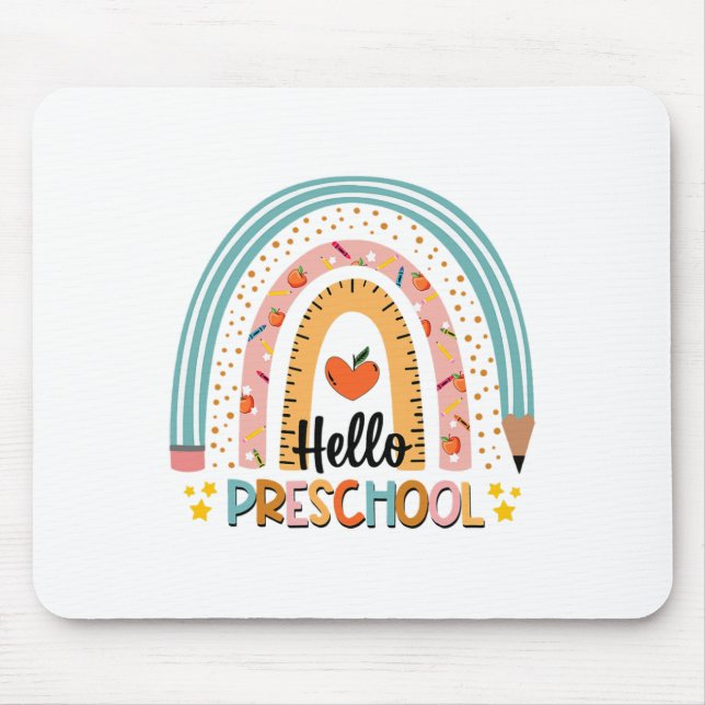 Mousepad Olá Pré-Escola Boho Arco-Íris Professor Ck Para Es (Frente)