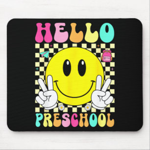 Mousepad Olá pré-escola sorriso retrô voltar à escola