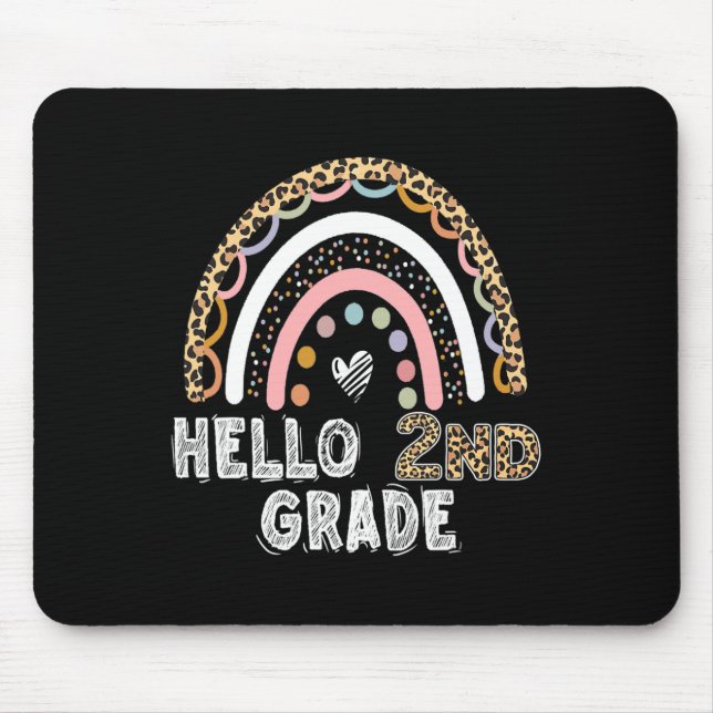 Mousepad Olá segundo, Grau Leopardo, Arco-Íris De Volta À E (Frente)