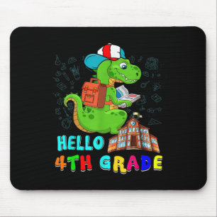 Mousepad Olá T-rex da 4ª série Vestindo Mochila Lendo B
