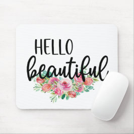 Mousepad Olá Tipografia chic de rosas em aquarela lindas
