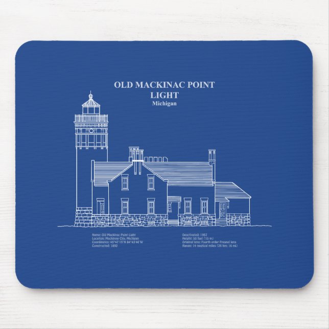 Mousepad Old Mackinac Point Light - Michigan - AD (Frente)