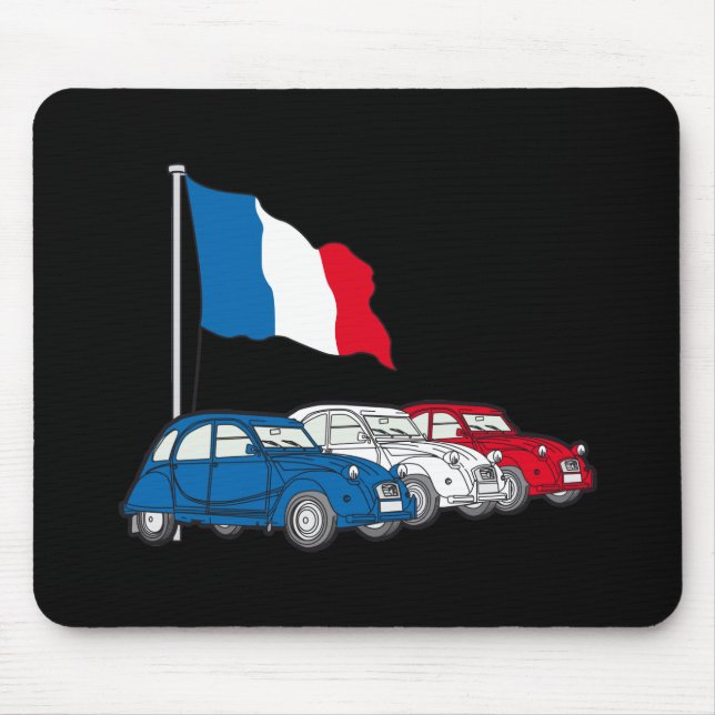 Mousepad Oldtimer 2CV Trio Frankreich Flagge (Frente)