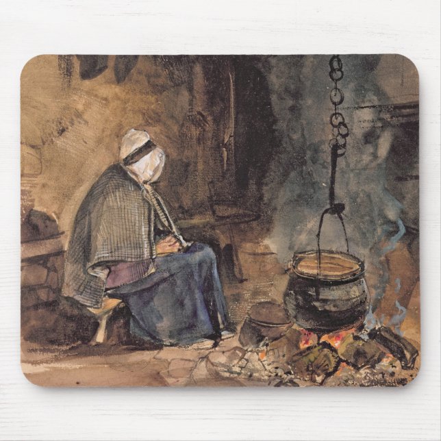 Mousepad Olhando o pote ferver - um interior da casa de (Frente)