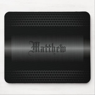 Mousepad Olhar de aço inoxidável brilhante preto do metal