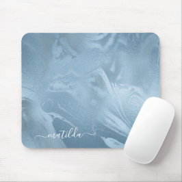 Mousepad Olhar de mármore azul de bebê na moda moderno eleg