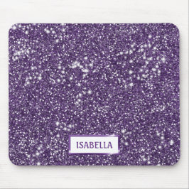 Mousepad Olhar de Textura de Brilho Roxo Falso Com Nome Per