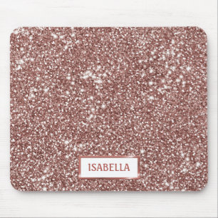 Mousepad Olhar de Textura de Glitter em Ouro Rosa Falso & N