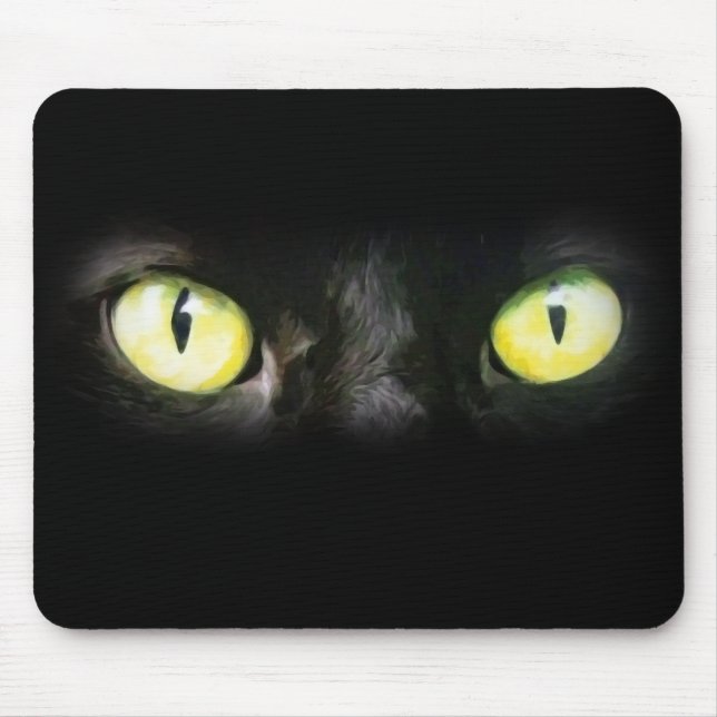 Mousepad Olhar fixo dos olhos de gato, do preto e do (Frente)
