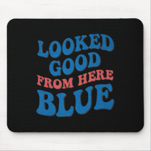 Mousepad Olhar Retro Groovy Parecia Bom Daqui Azul Engraçad