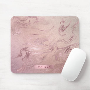 Mousepad Olho de mármore rosa rosa de cobre elegante