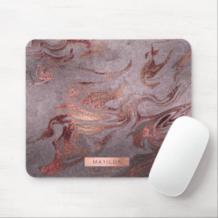 Mousepad Olho de mármore roxo de rosa de cobre elegante