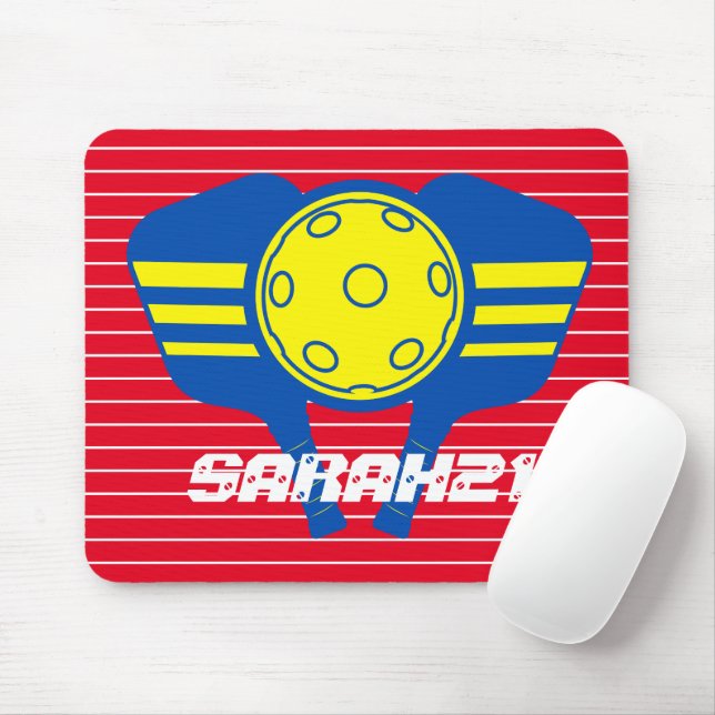 Mousepad Olho de monograma que pica-pickleball vermelho e a (Com mouse)