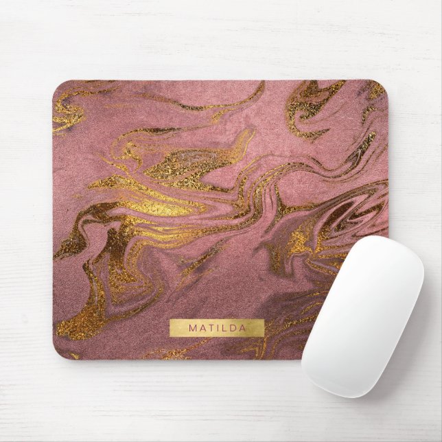 Mousepad Olho elegante de ouro e rosa (Com mouse)