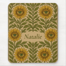 Olho Girassol Vintage Floral Nome Personalizado Mo