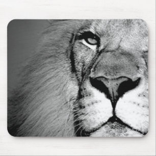 Mousepad Olho Leão Negro Branco Fechado