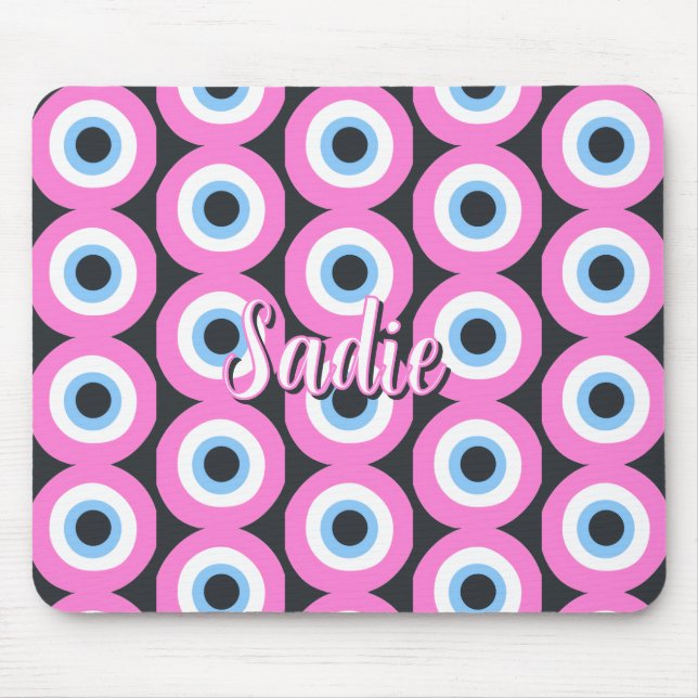 Mousepad olho mau rosa personalizável  (Frente)