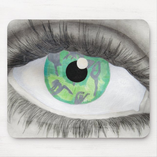 Mousepad Olho verde com as silhuetas do dançarino na íris (Frente)