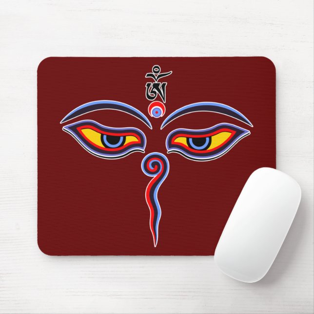 Mousepad Olhos de Sabedoria do Buda - Olhos do templo Bodhn (Com mouse)