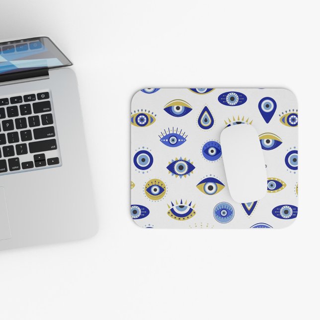 Mousepad Olhos Dourados de Mau Azul Moderno (Criador carregado)