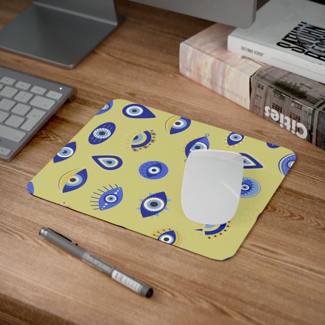 Mousepad Olhos Dourados de Mau Azul Moderno (Criador carregado)