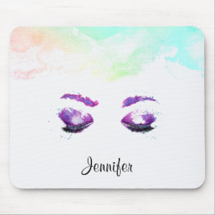 Mousepad Olhos Roxos Glamorosos e Brows Watercolor