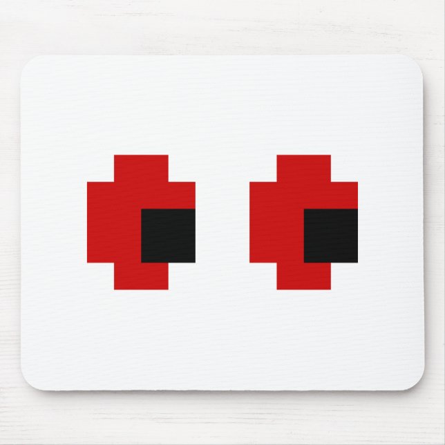 Mousepad Olhos Vermelhos Brancos de 8 Bits (Frente)