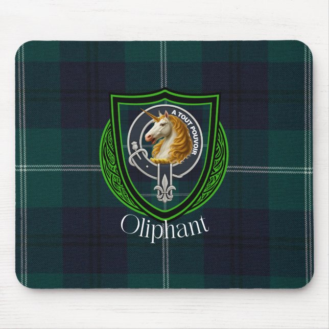 Mousepad Oliphant Scottish Clan Tartan and Crest  (Frente)
