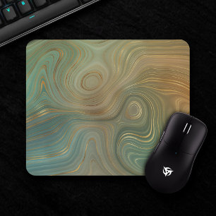 Mousepad Olive Strata Agato de tinta Dourada e verde