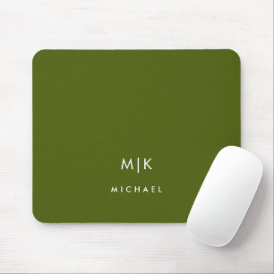 Mousepad Olive Verde Monograma Moderno