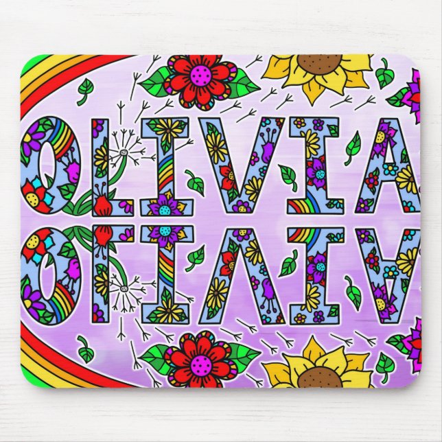 Mousepad Olivia, Estilo de Arte Digital Folk Nome da Rapari (Frente)