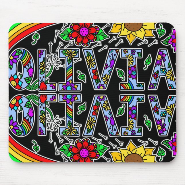 Mousepad Olivia, Estilo de Arte Digital Folk Nome da Rapari (Frente)