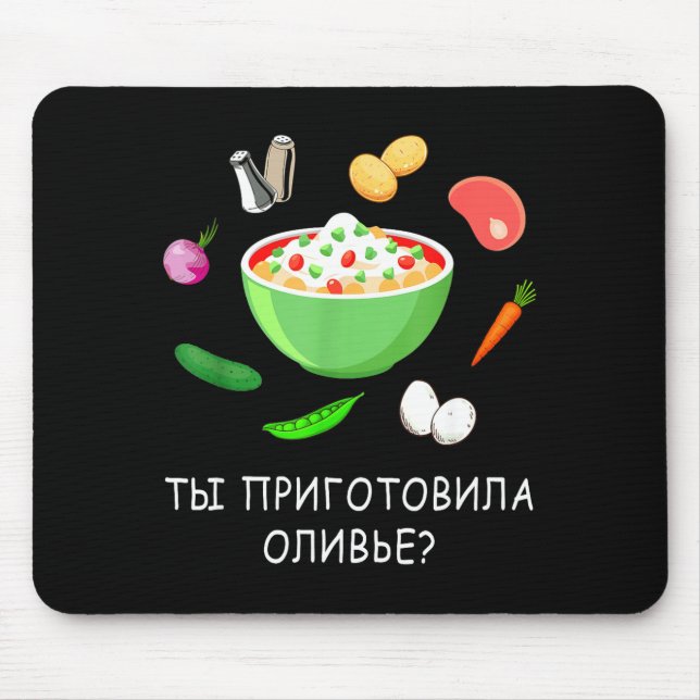 Mousepad Olivier Salad Lover Russian New Years Russian Gift (Frente)