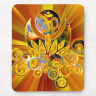 Mousepad Om Lotus zoom laranja amarelo