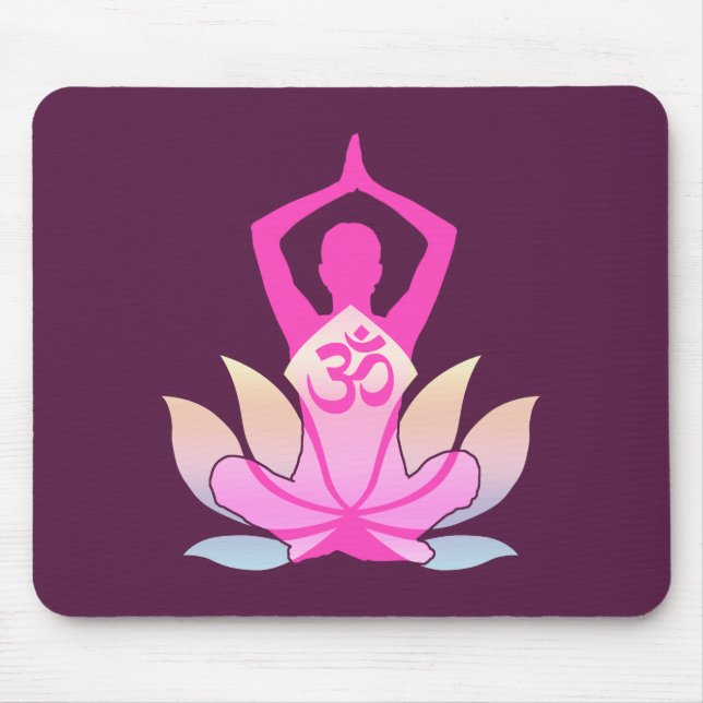 Mousepad OM Namaste Lotus Flower Yoga em roxo (Frente)