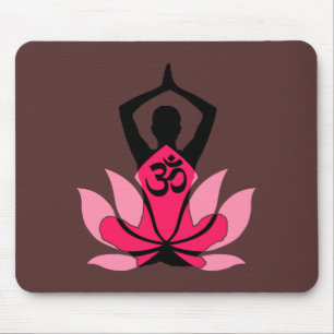 Mousepad OM Namaste Spiritual Lotus Flower Yoga in Umber