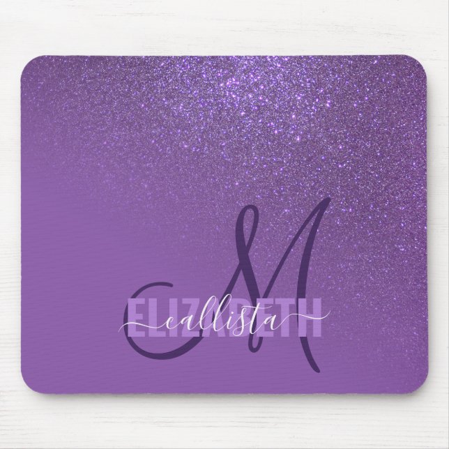 Mousepad Ombre de gradiente de brilho violeta violeta diago (Frente)
