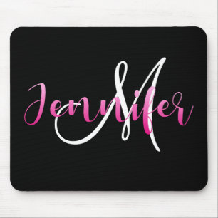 Mousepad Ombre Rosa Jennifer com um Monograma Personalizáv