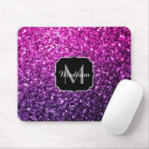 Mousepad Ombre Rosa Roxo Monograma brilho falso